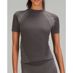 LULULEMON training TECH gray SHORT SLEEVE SEAMLESS T SHIRT TOP sz 8
